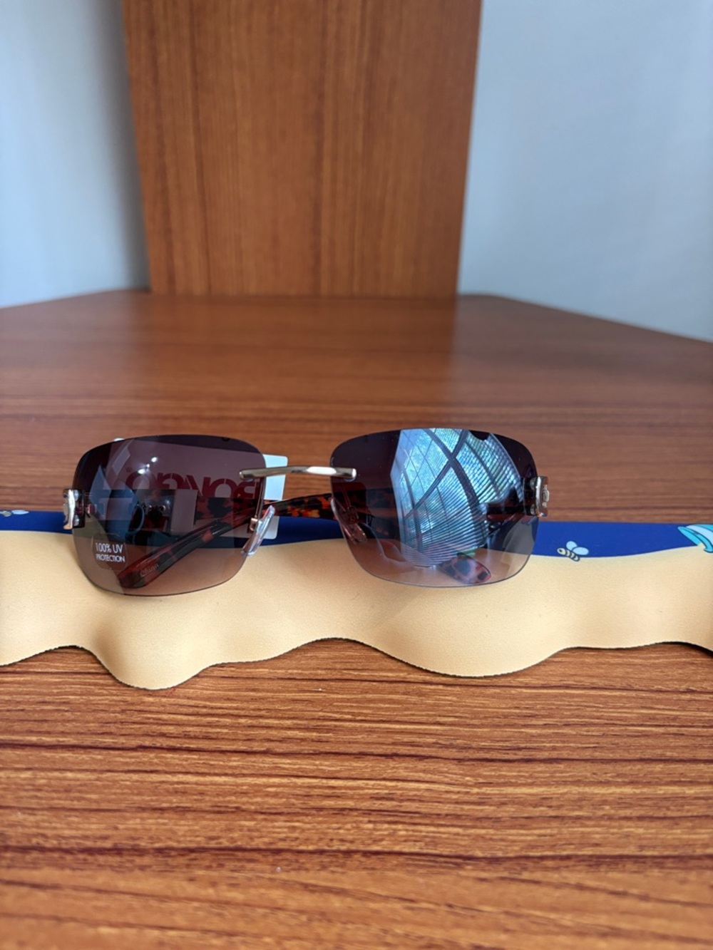 BONGO Brown Gradient Rimless Sunglasses with Tortoiseshell Arms